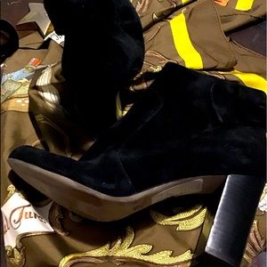 Kate Spade Black Suede Clara Boots/Booties with feminine bow on back